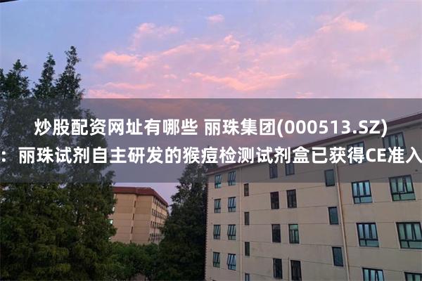 炒股配资网址有哪些 丽珠集团(000513.SZ)：丽珠试剂自主研发的猴痘检测试剂盒已获得CE准入