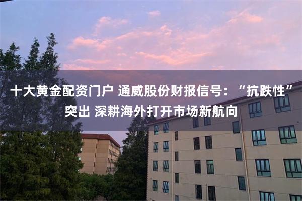 十大黄金配资门户 通威股份财报信号：“抗跌性”突出 深耕海外打开市场新航向