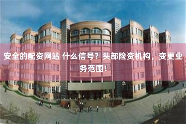 安全的配资网站 什么信号？头部险资机构，变更业务范围！
