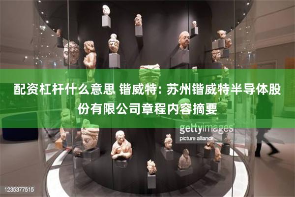 配资杠杆什么意思 锴威特: 苏州锴威特半导体股份有限公司章程内容摘要